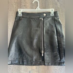 Topshop Black Textured Faux Leather Skirt